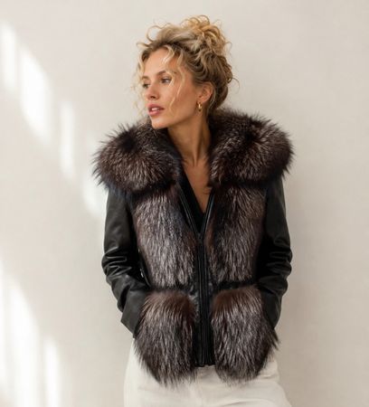 Luxuriöse Lederjacke 2 in 1 mit Echtpelz Gr.XS WIE NEU