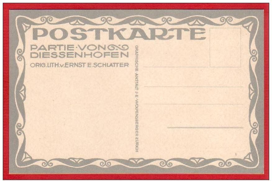 Cartoline postali: DIESSENHOFEN LITHO VON ERNST E. SCHLATTER – Usato da Grüningen venduto da Kartenlaube 1