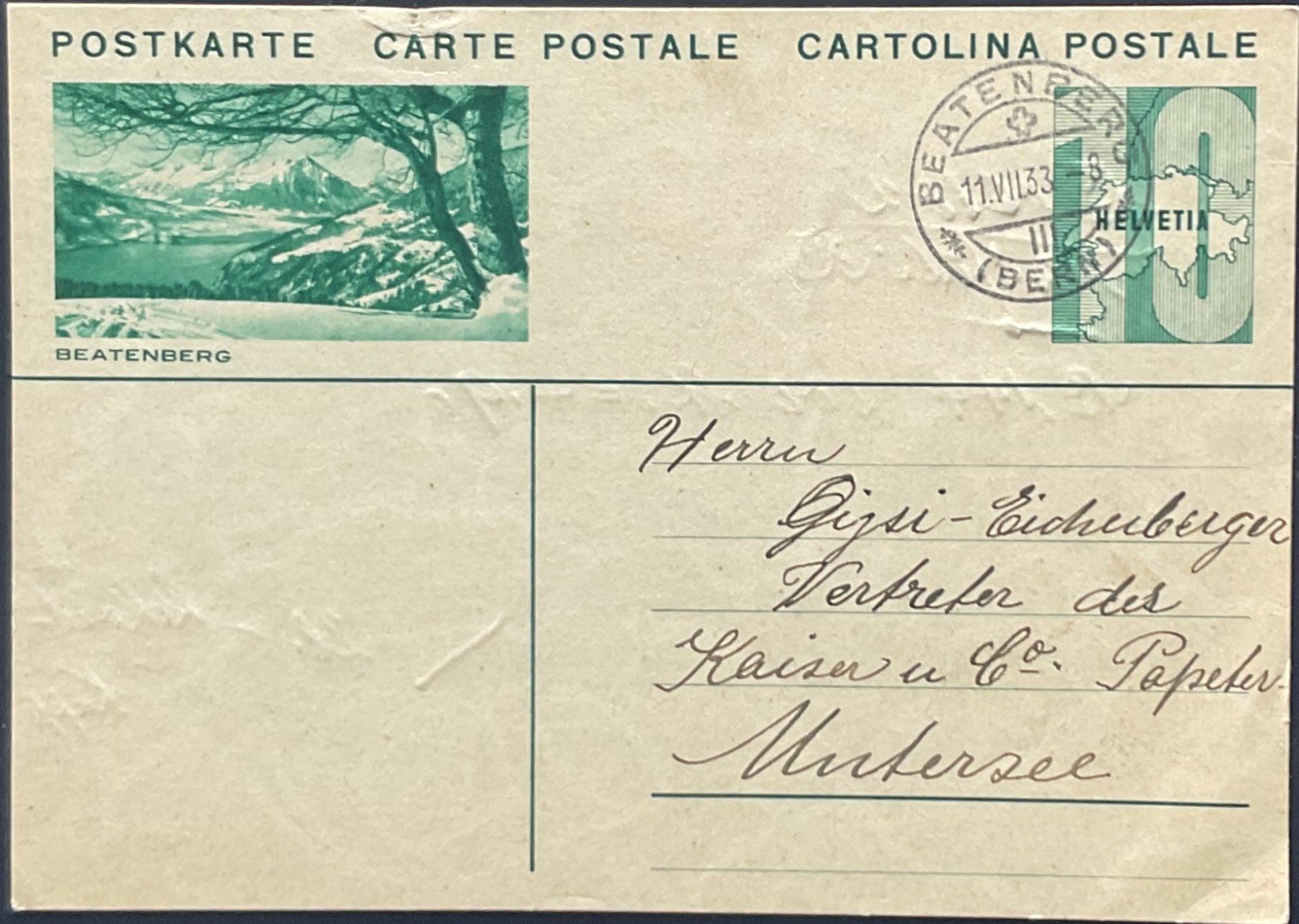 Alle Briefmarken: PTT Bildpostkarten  1933 – Gebraucht aus Luzern von 19primeln