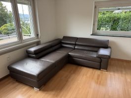 Ewald Schillig Design-Ecksofa aus Echtleder–Mokka–neuwertig