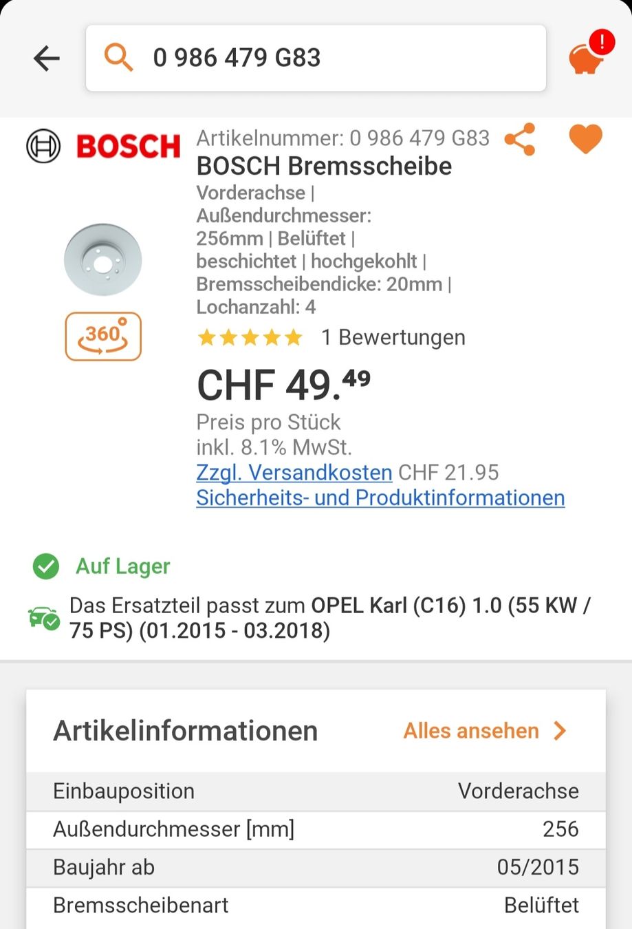 Bosch Tutti pezzi di ricambio auto: Bosch Bremsscheiben 2x – Nuovo (secondo la descrizione) da Seewen SO venduto da Jonas-03 4