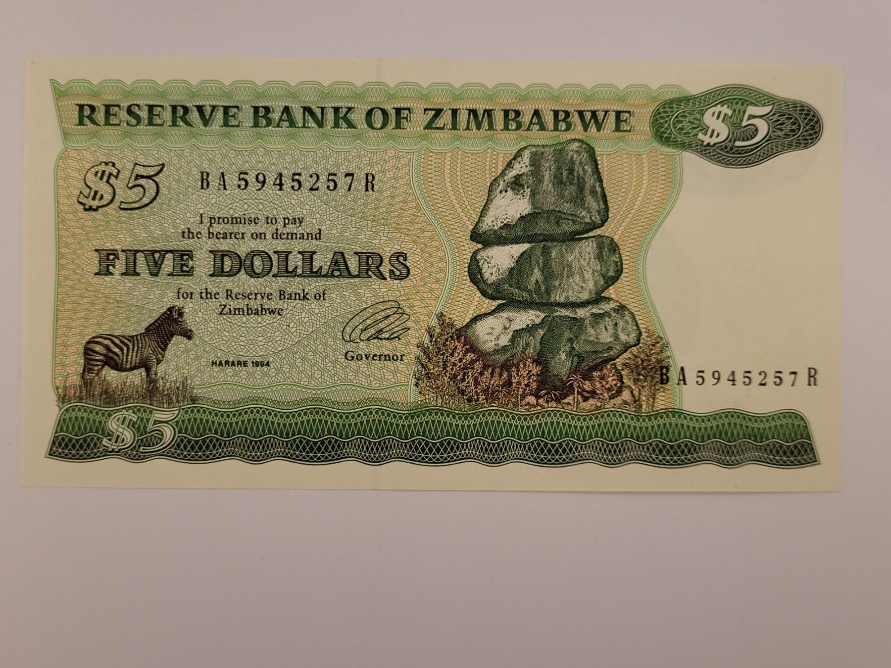 Banconote: 5 Dollar Zimbabwe 1994 – Nuovo (secondo la descrizione) da Pravidondaz venduto da LVtik