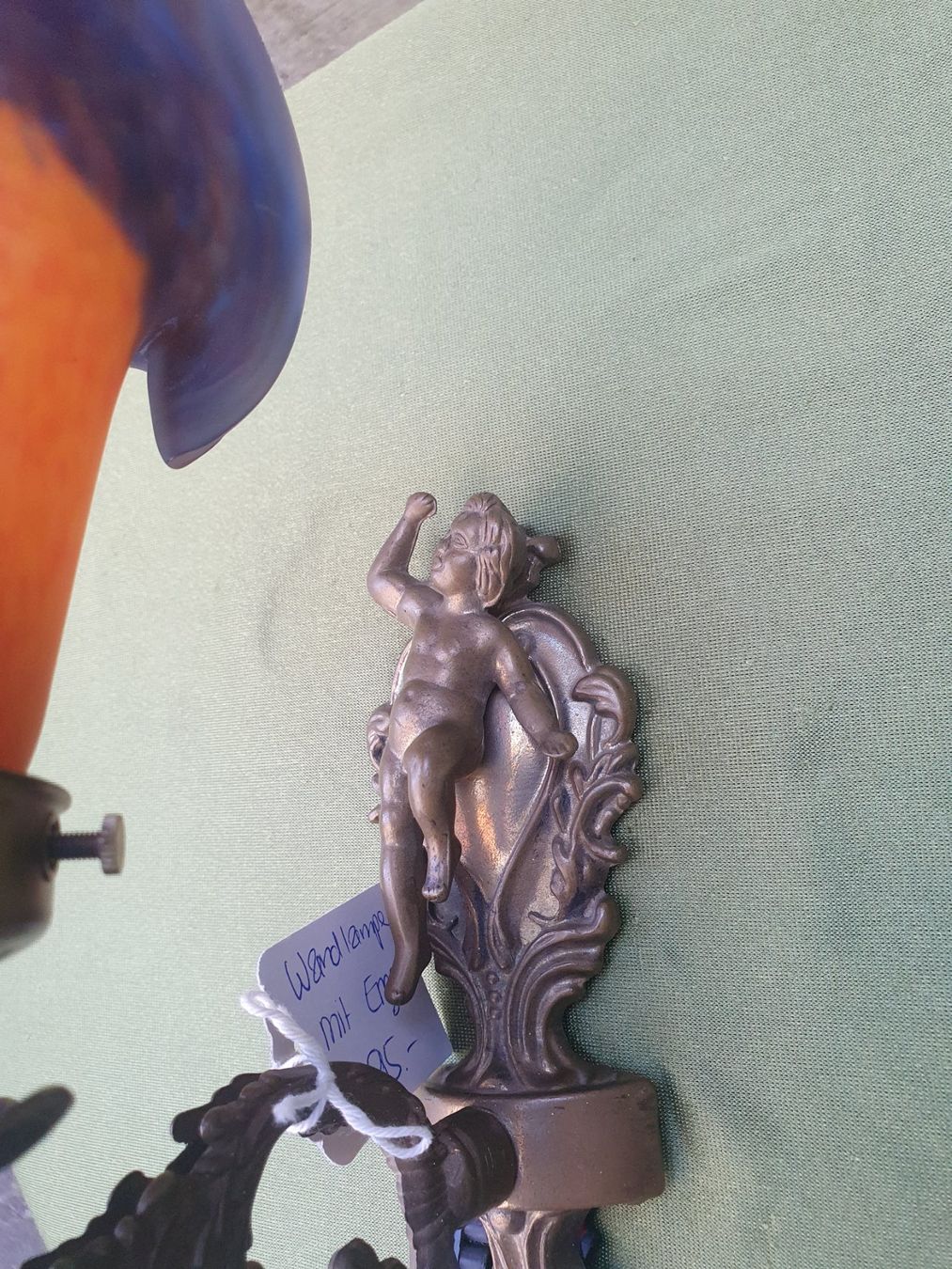 Lampade: Wandlampe Engel Putte Jugendstil Messing Glas Vint... – Usato da Reinach venduto da 3Guggerli 2