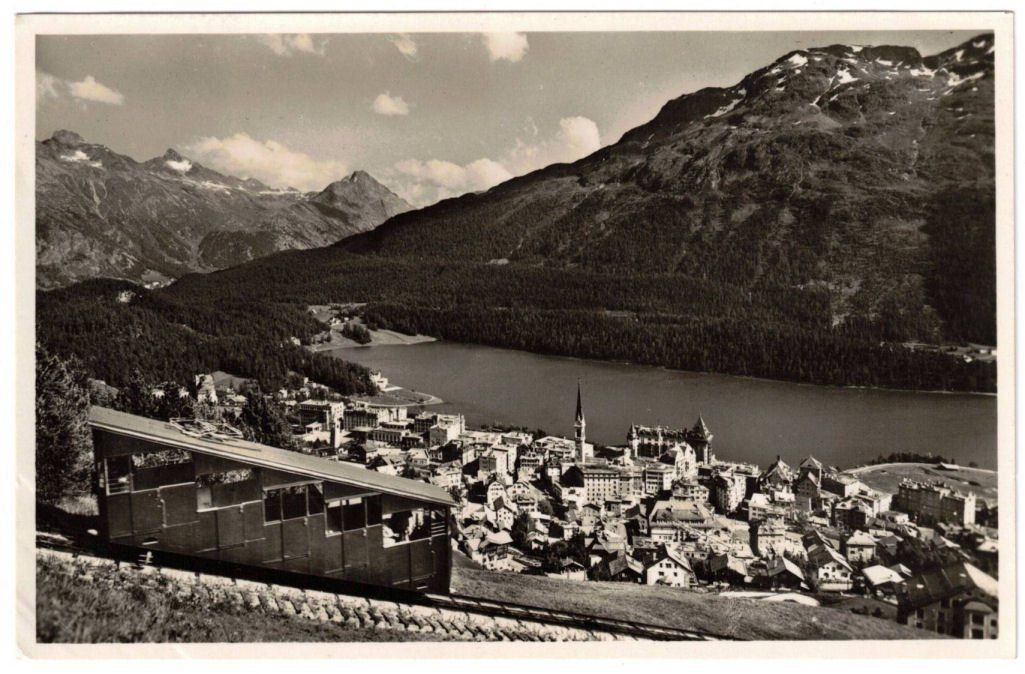 Cartoline postali: St. Moritz mit Standseilbahn Chantarella – Usato da Binningen venduto da Mountainrider
