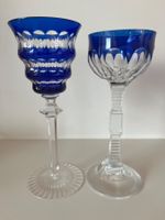 2 blaue Kristallgläser / Kelche