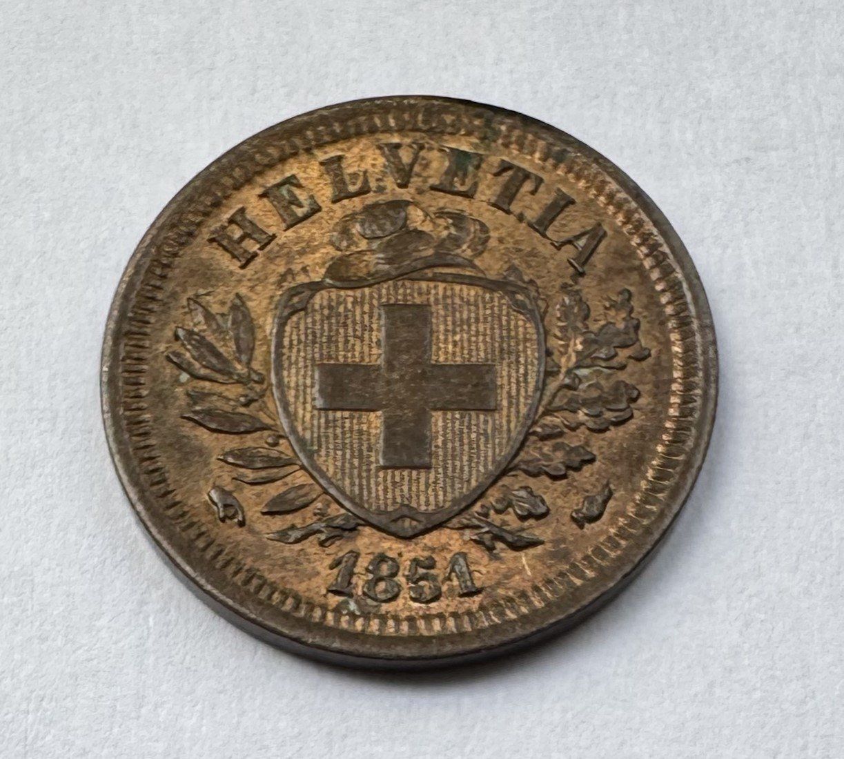 Tutti le monete: 1851 1 Rappen -unz – Usato da Kirchberg SG venduto da Helveticus00