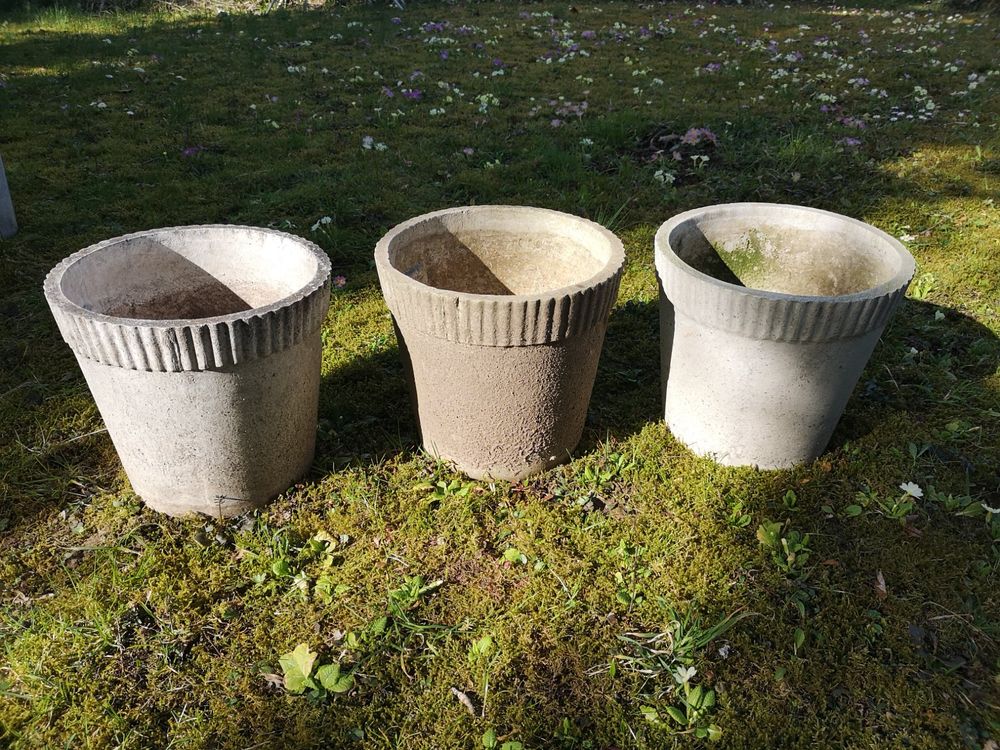 SUSTANIA Blumentopf Set - 3 Weiße Übertöpfe Mit Diamant-Optik Für Drinnen & Draußen