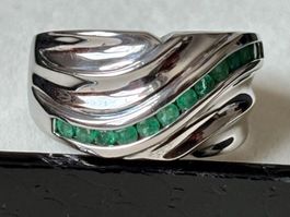 Smaragd Silberring, 925, Gr. 60, NEU, (I56)