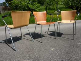 3 Stühle Stapelstühle Holzstühle Hansen Magistretti VicoDuo