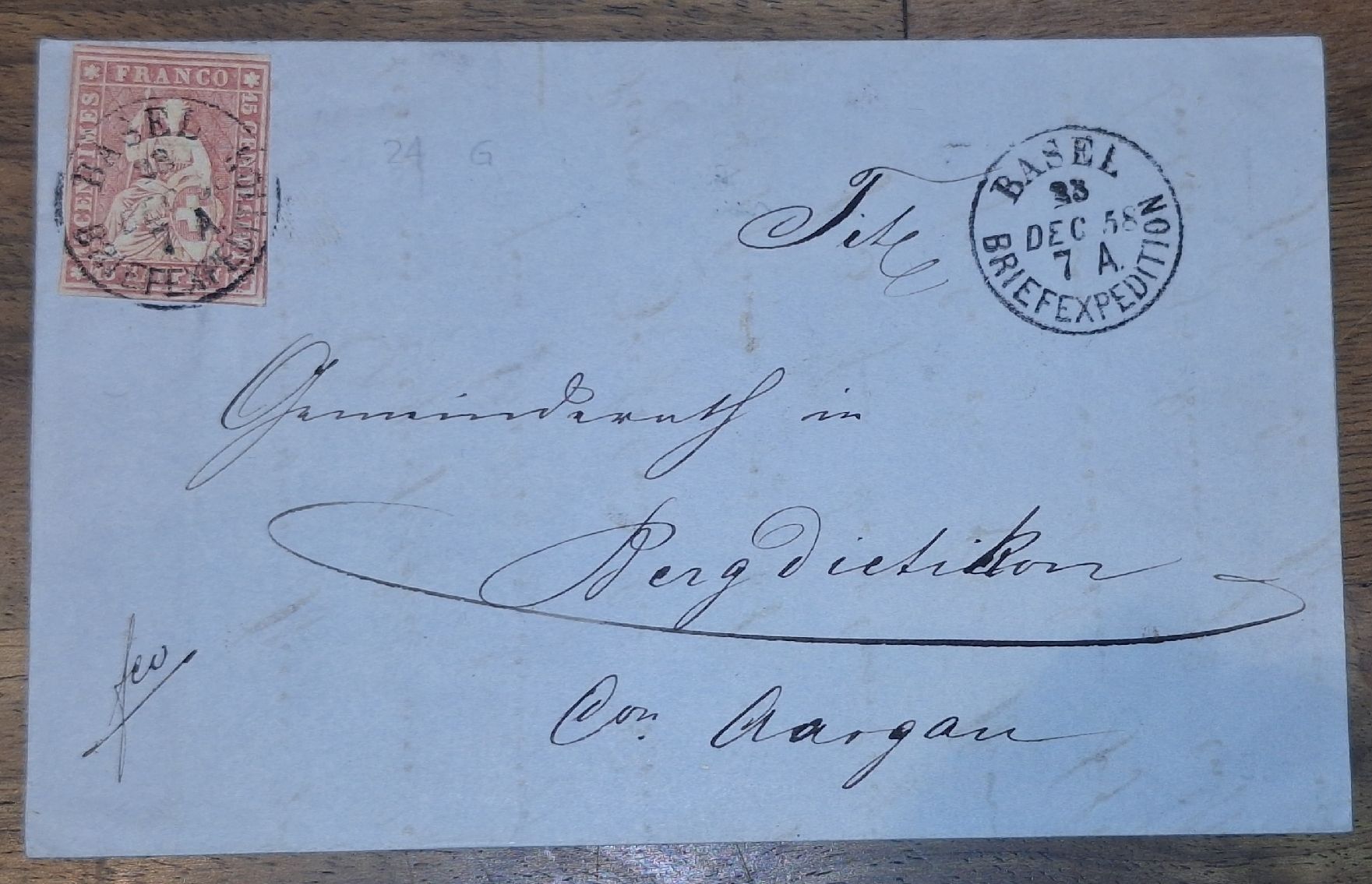 Tutti i francobolli: Strubelbrief 24D Basel - Aargau  – Usato da Balgach venduto da SIMEON27
