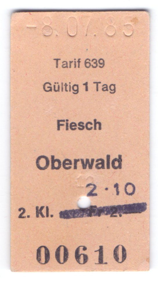 Biglietti: Billette Fiesch - Oberwald – Usato da Langenthal venduto da Sammlungs_aus