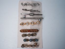 9 antike Stabbroschen Strass Perlen Konvolut Brosche ca. 4-5