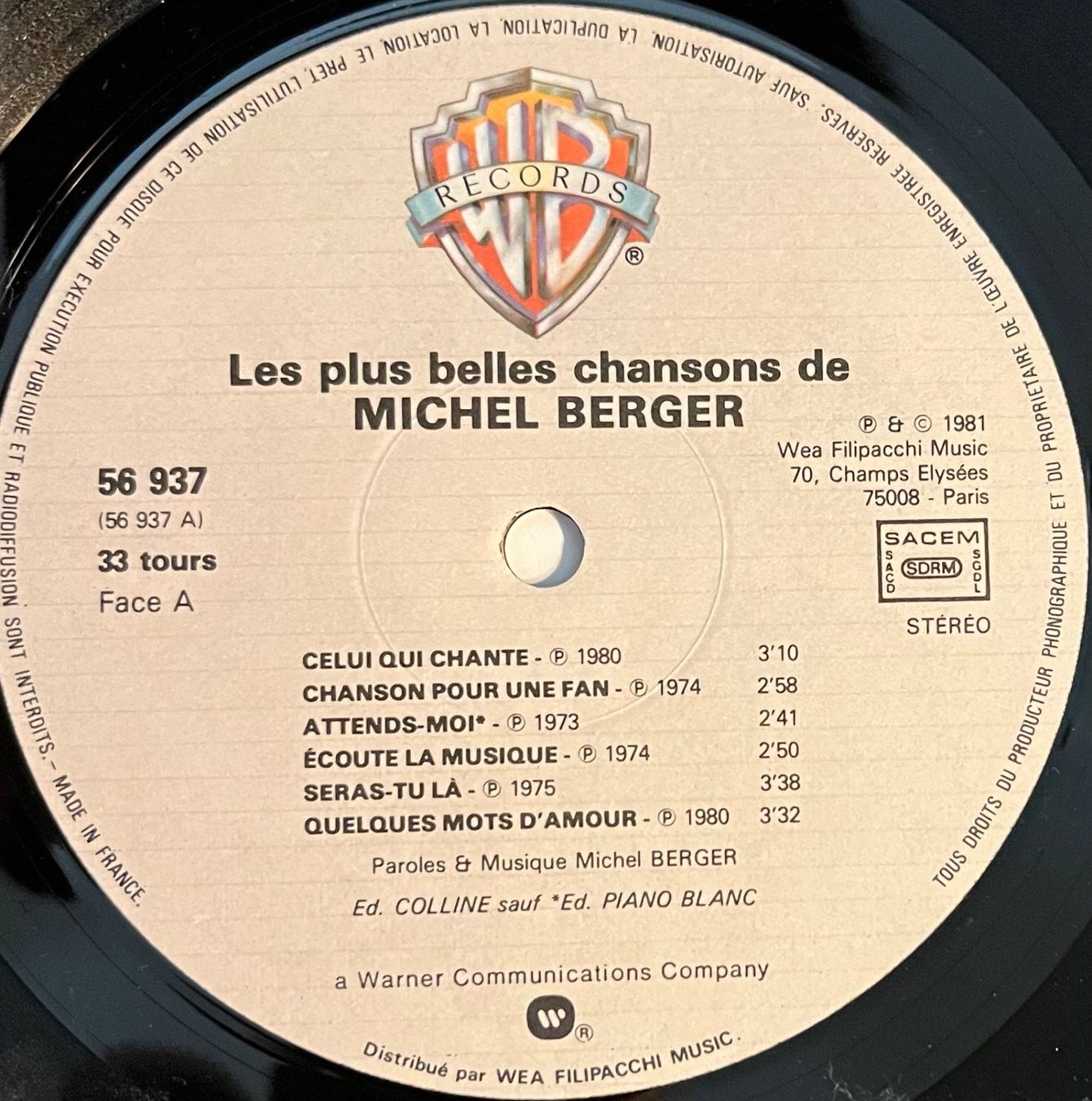 Vinyles: MICHEL BERGER - LES PLUS BELLES CHANSONS - 33 Tours – D'occasion à Bussigny par vinyl-pas-cher 2