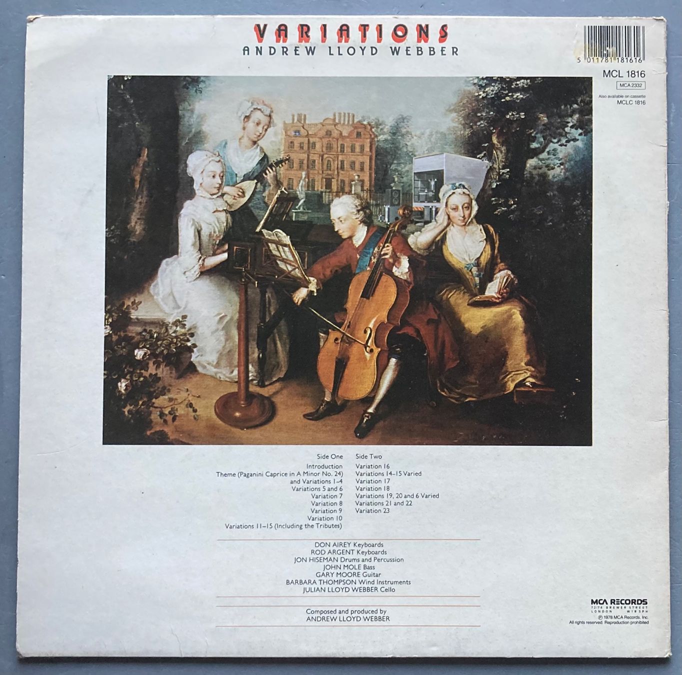 Schallplatten: ANDREW LLOYD WEBBER - VARIATIONS – Gebraucht aus Poliez-Pittet von Newtown-Records 1