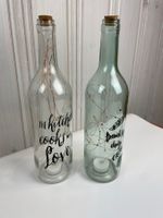 2x Deko-Glas Flaschen mit LED Lichterkette im Glas