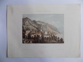Montreux Lac Leman Lithographie getönt