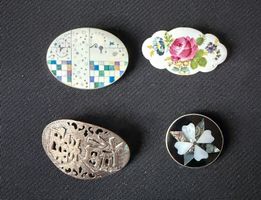 4er Set Vintage Broschen, Modeschmuck, Trachten, Top Zustand