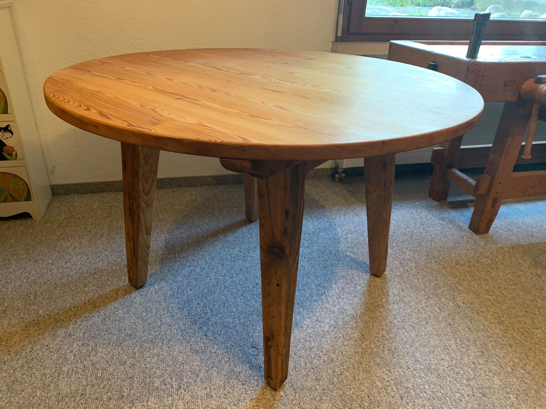 Stammtisch Beizen Tisch rund 120 cm Altholz, geölt, 2-teilig (Gebraucht ...