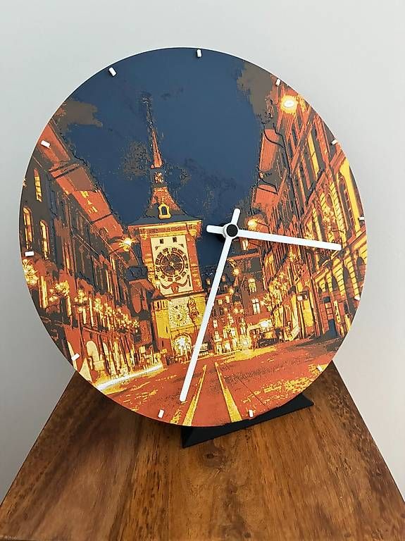 Orologi da terra & Orologi da parete: Wand- Standuhr "Bern bei Nacht" – Nuovo (secondo la descrizione) da Ermenswil venduto da hoember 1