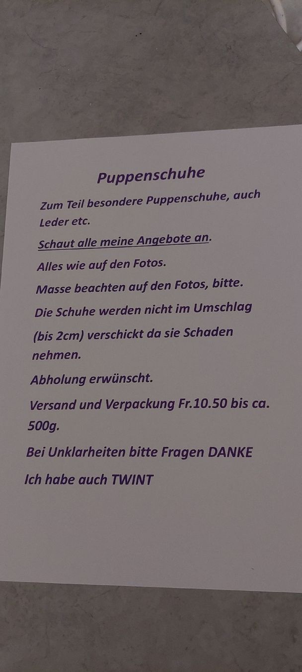 Puppen: Puppenschuhe  – Gebraucht aus Muri AG von nindo1 1