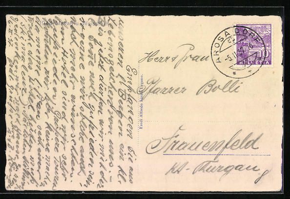 Cartoline postali: AK Maran, Teilansicht mit Weissfluh – Usato da Berlin venduto da bartko-reher 1