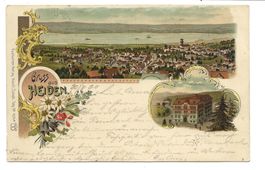 Gruss aus Heiden (AR) Schulhaus - Bodensee - Litho - 1900