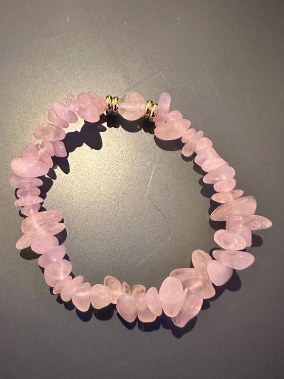 KOZOY Rosenquarz Armband Mit Edelstahlherz - Natürlicher Heilstein Für Positive Energie