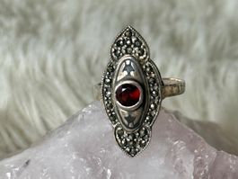 Vintage Silberring 925 mit rotem Stein