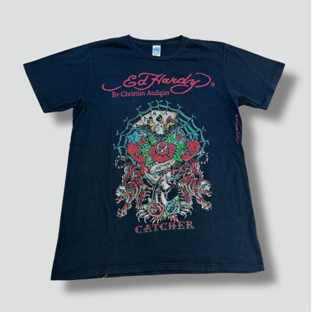 Ed Hardy y2k "aces catcher" rhinestones tee