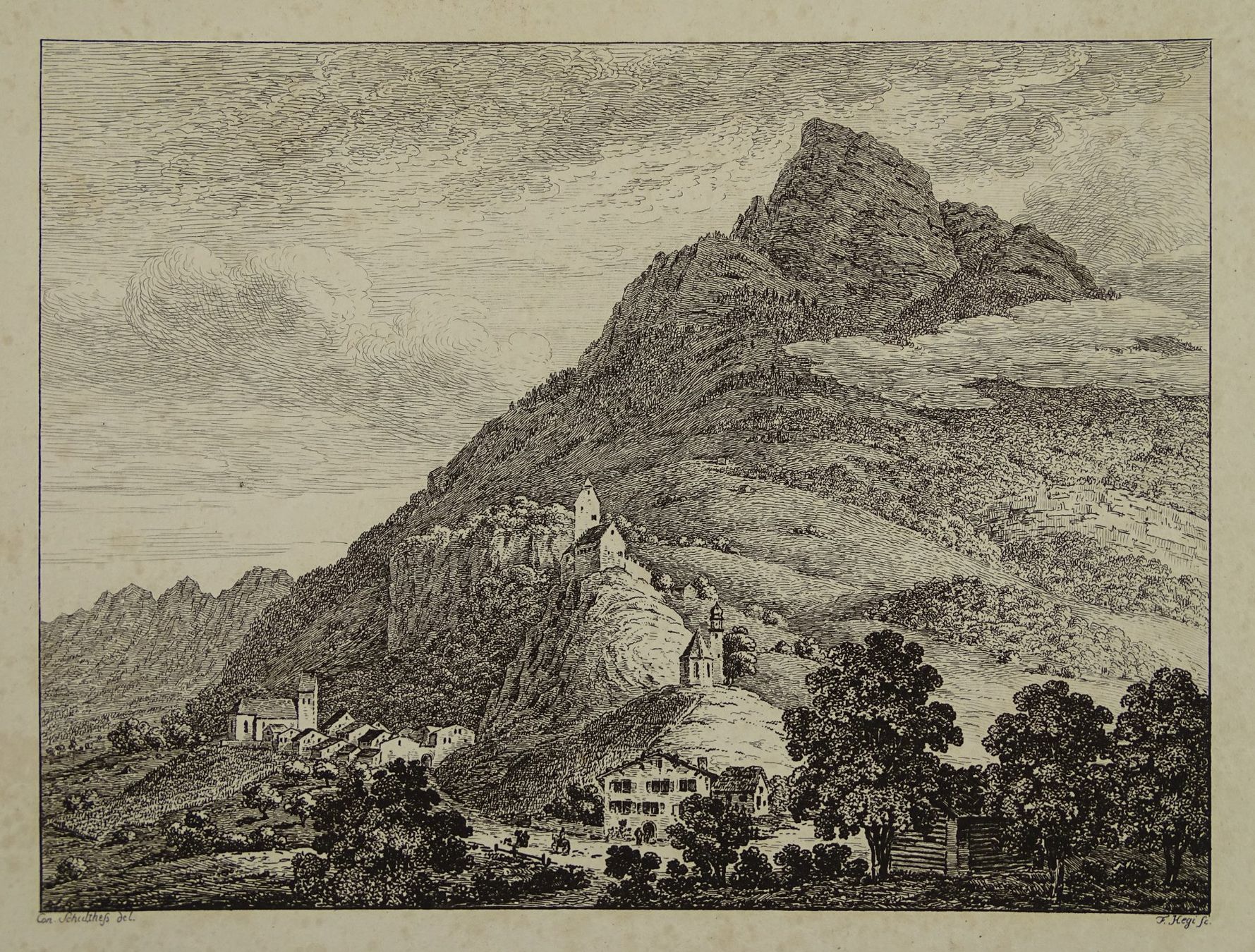 Incisioni: SARGANS, KUPFERSTICH-RADIERUNG 1813 – Usato da Grüningen venduto da Kartensammler 1