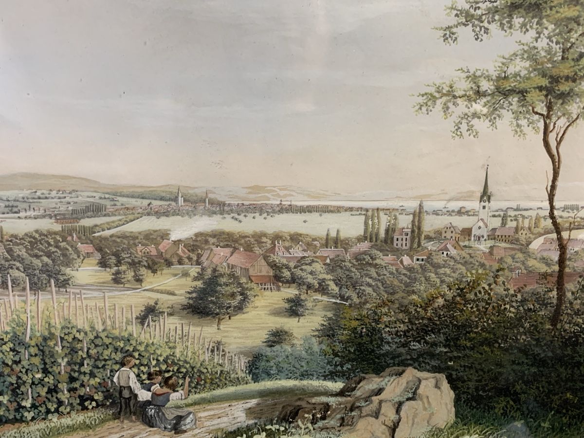 Dipinti: Tägerwilen D. Müller Lehrer Gouache – Usato da Wolfhalden venduto da SecondAntique