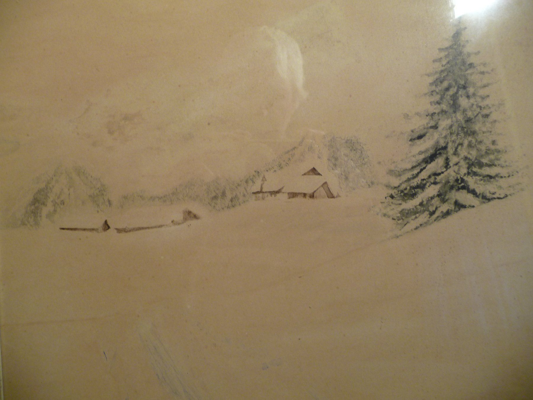 Gemälde: UNLESERLICH SIGNIERT - SCHNEELANDSCHAFT – Gebraucht aus Aesch BL von Imoonlight 1