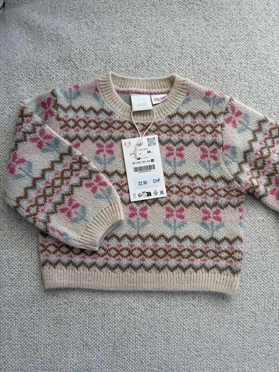 Zara Ensembles coordonnés: Zara Pullover beige mit Blumenmuster Grösse 86 neu – Neuf avec emballage d'origine à Zürich par dor_9l9g 2