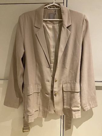 NILE Damen-Blazer Beige Gr. 38 mit Gürtel  Neu