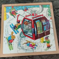 Holz Puzzle Bergseilbahn Winterszene Guter Zustand