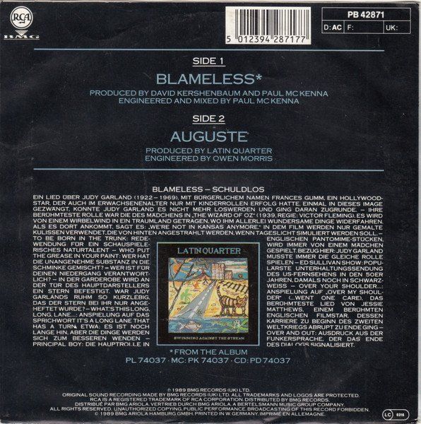 Dischi in vinile: Latin Quarter; Blameless 7" – Usato da Steinhausen venduto da Vilivinili 1