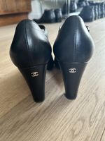 Sandales Chanel cuir noir bride cheville taille 38.5