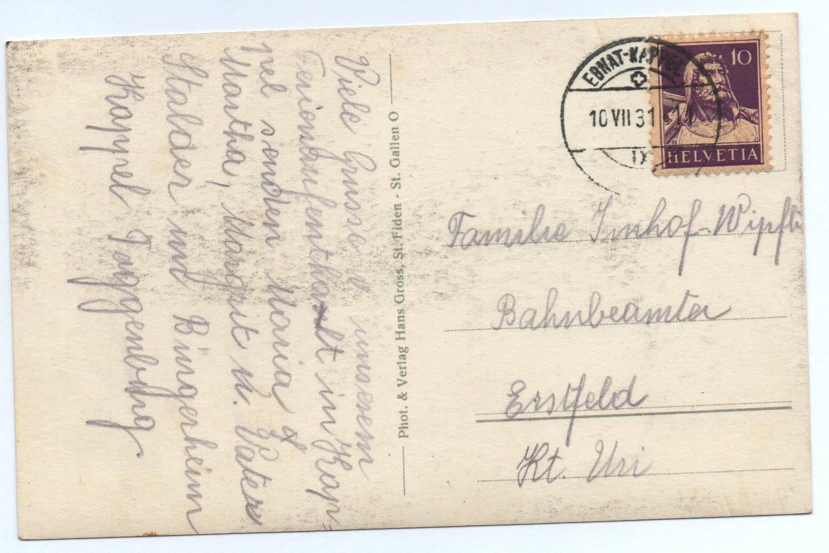 Ansichtskarten: EBNAT-KAPPEL Nr. 1791 – Gebraucht aus Jona von philajona 1