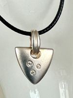 Nordischer Anhänger Silber 925 vergoldet- Zirkonia&Lederband