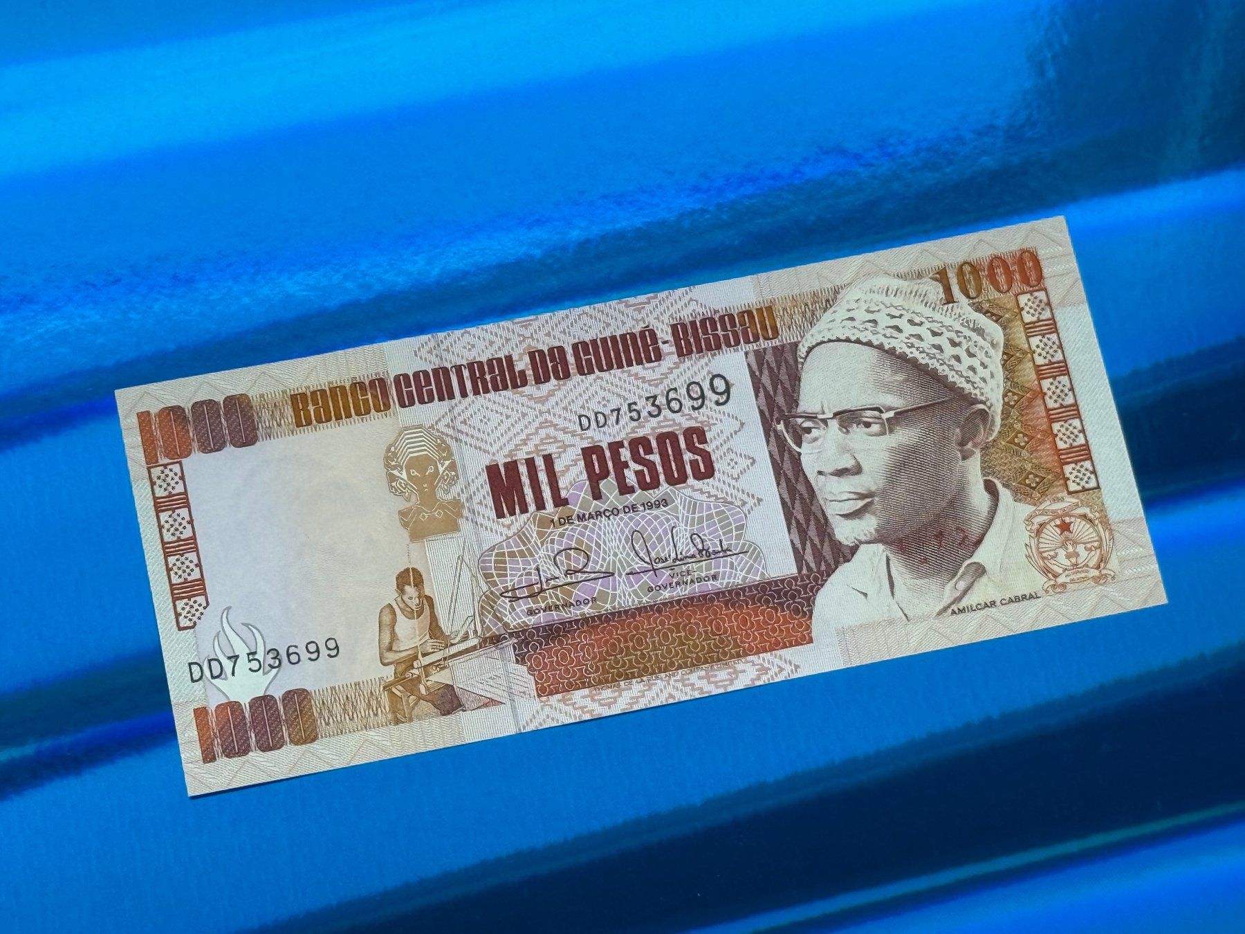 Banconote: Guinea Bissau 1993 - 1000 Pesos UNC – Nuovo e nell'imballaggio originale da Pfäffikon SZ venduto da Sieben77 3
