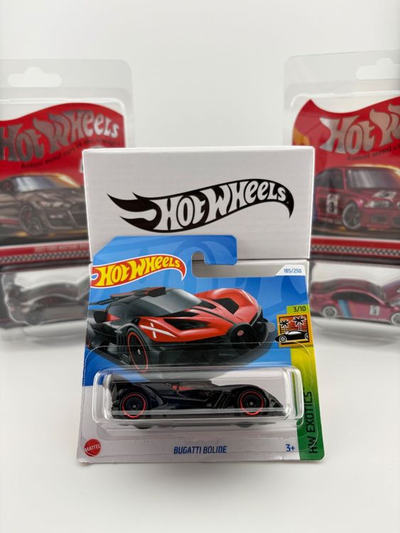 Hot Wheels Bugatti Bolide 2024 - Rojo, Serie HW Exotics 3/10, Con Protector Frikimonkey, Escala 1:64