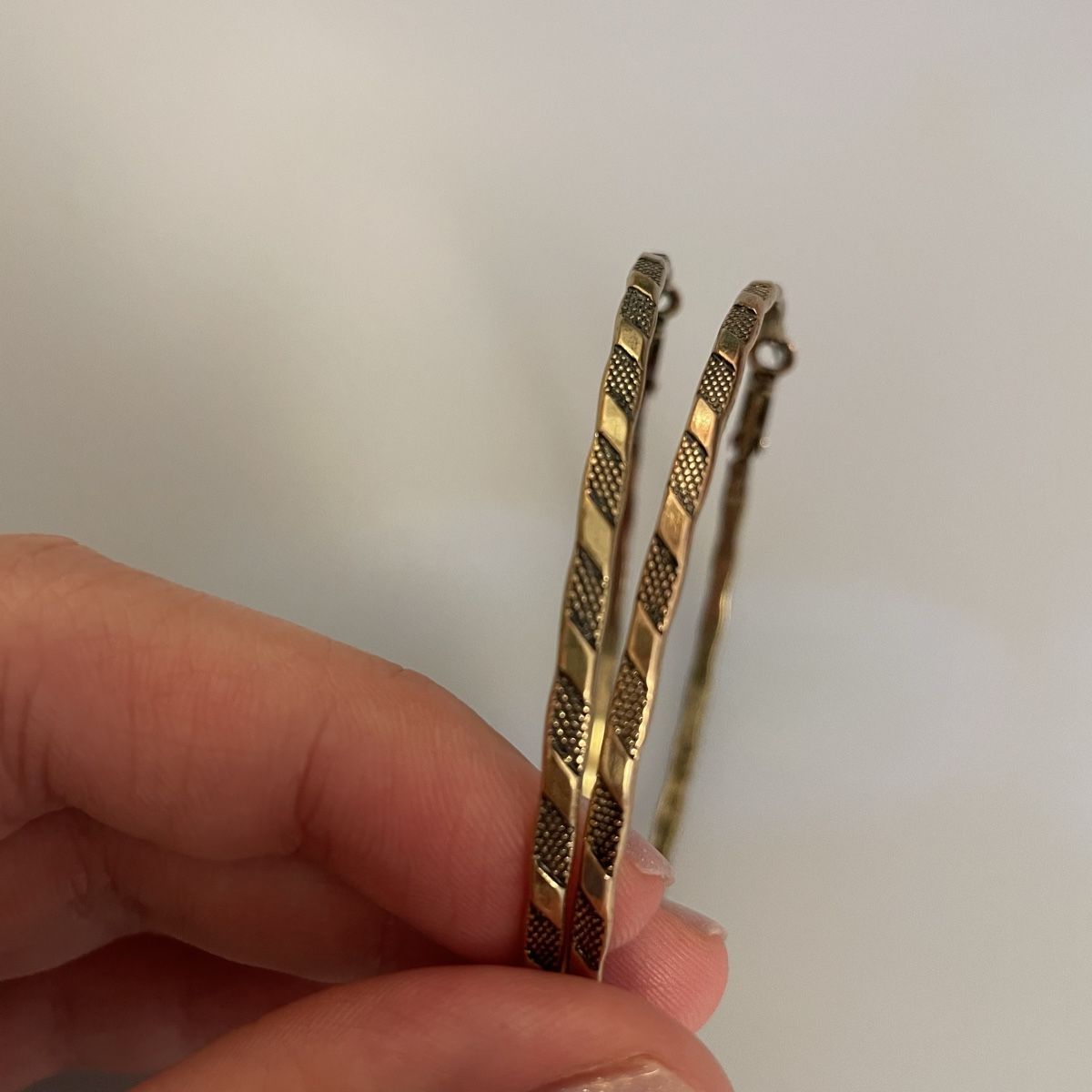 Orecchini pendenti & Orecchini a lobo: Creolen, Ohrringe, gold, 7cm, Modeschmuck, gemustert – Nuovo (secondo la descrizione) da Bellach venduto da Lapislazuli_blues 1