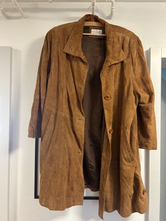 Suede Coat Light Brown Size 40 Genuine Leather