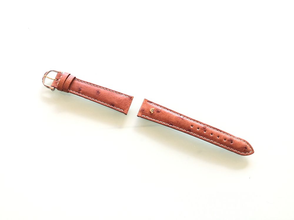 Bracelet De Montre Vintage Maurice Lacroix – Cuir Crocodile Rouge – Largeur 14 Mm – Profilé 2 Mm