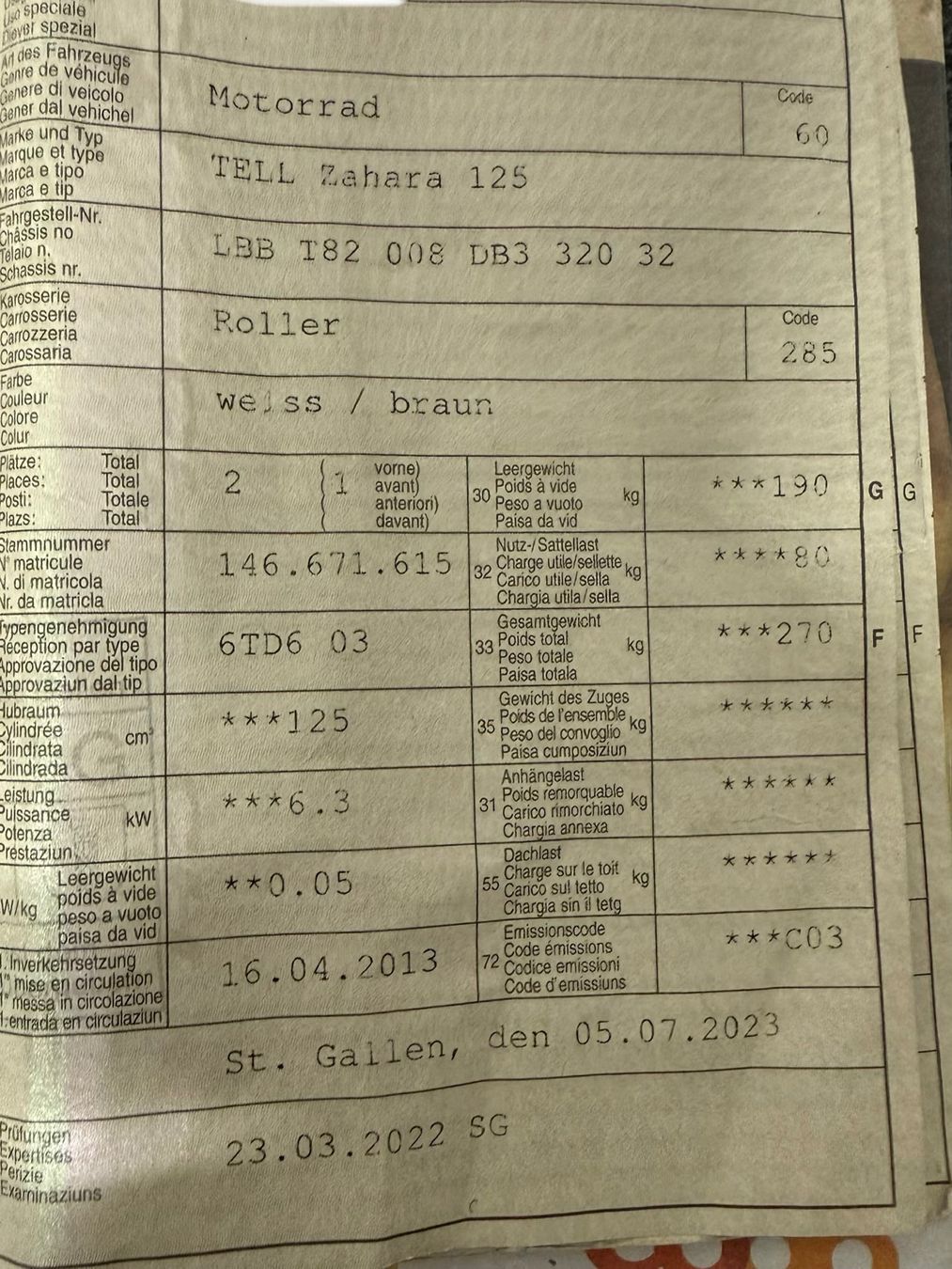 Tell Scooters: Tell Zahara 125 – D'occasion à Wetzikon ZH par KIEE 8