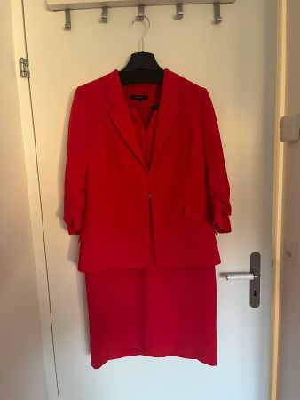 Comma Kostüm rot Gr. 40 Kleid + Blazer elegant Business Anla