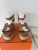 Neue Hermès Sandalen Espadrilles Elda, naturel, 41