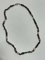 Halskatte Edelsteinkette aus Rauchquarz und Perlen