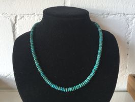 TOP22°° CHRYSOKOLL KETTE  RONDELLEN 6 x 2,8mm  LÄNGE 45-47cm