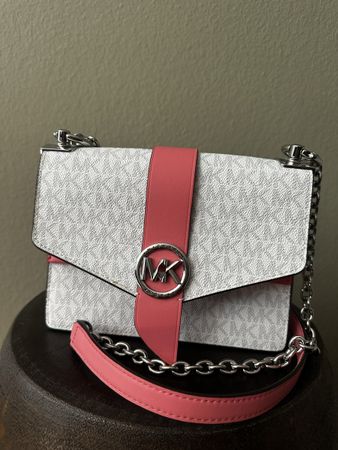 Umhängetasche Michael Kors weiss rosa guter Zustand